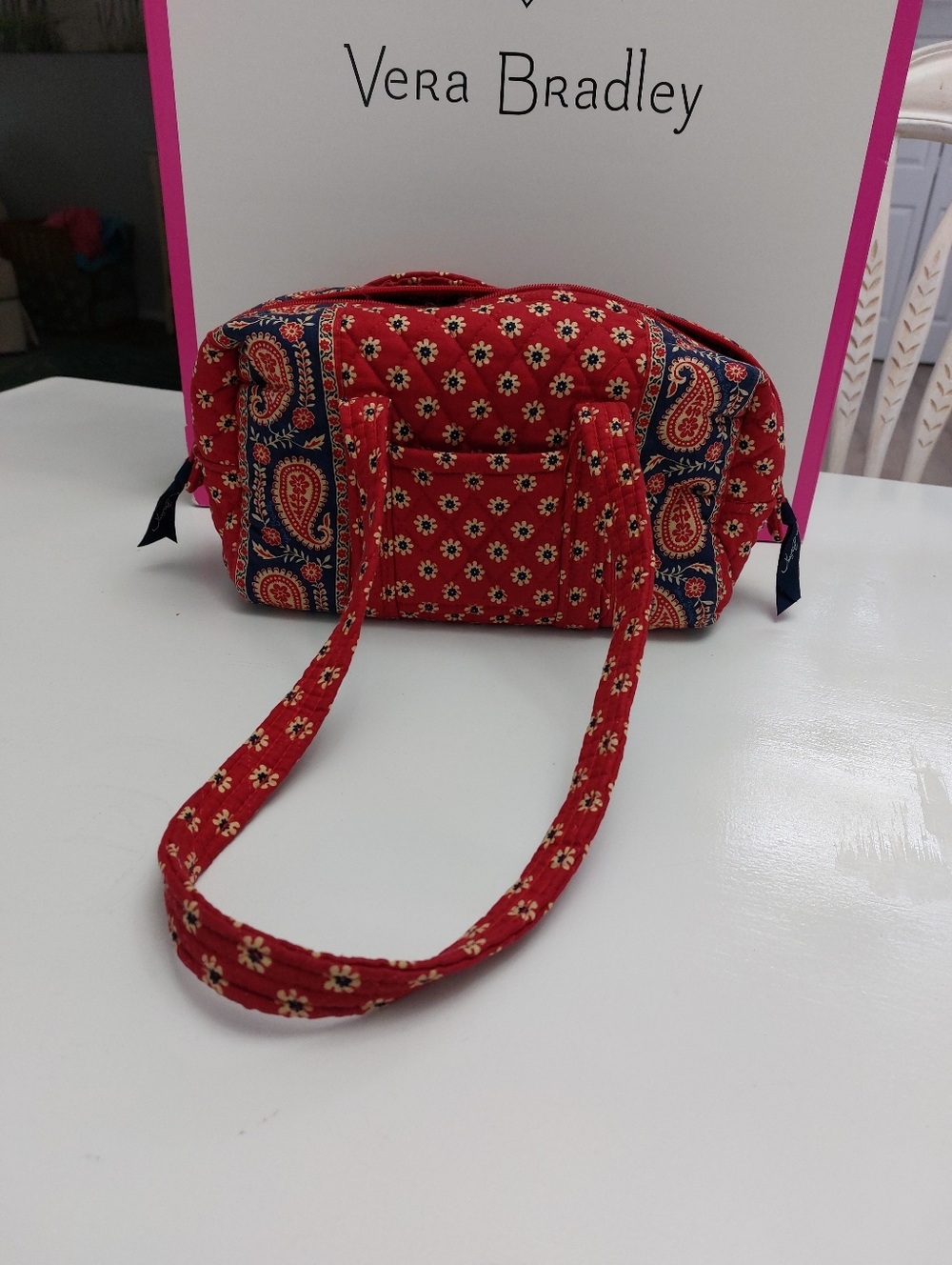 Vera Bradley Vintage Classic 100 Handbag Americana Red NWOT